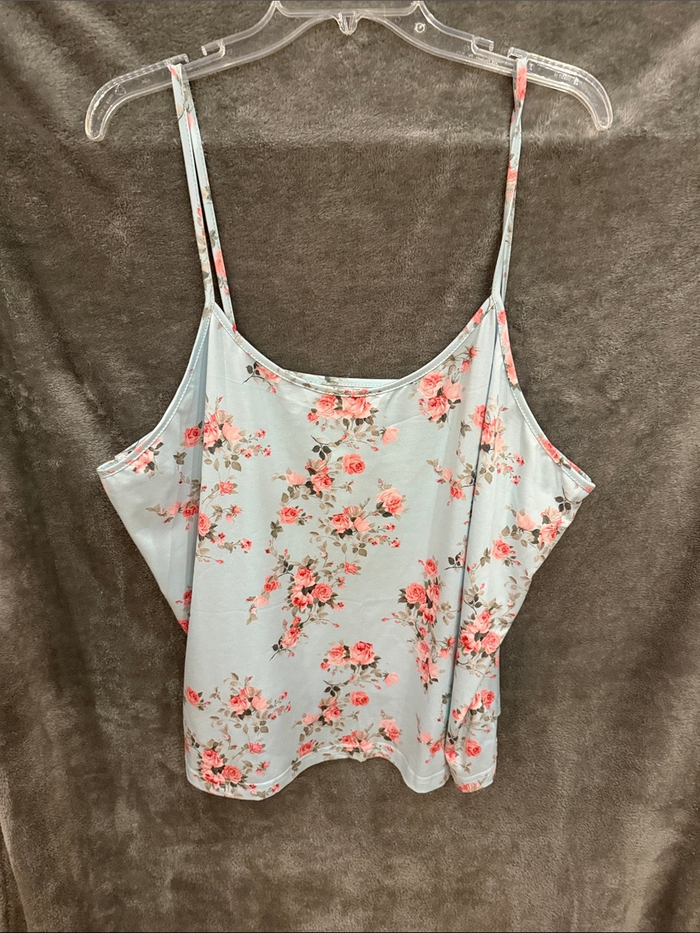YanYan Light Blue Floral Spaghetti Strap Camisole